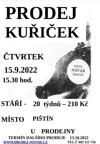 leták prodej kuřiček