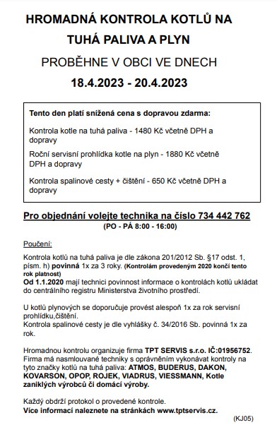 leták revize kotlů